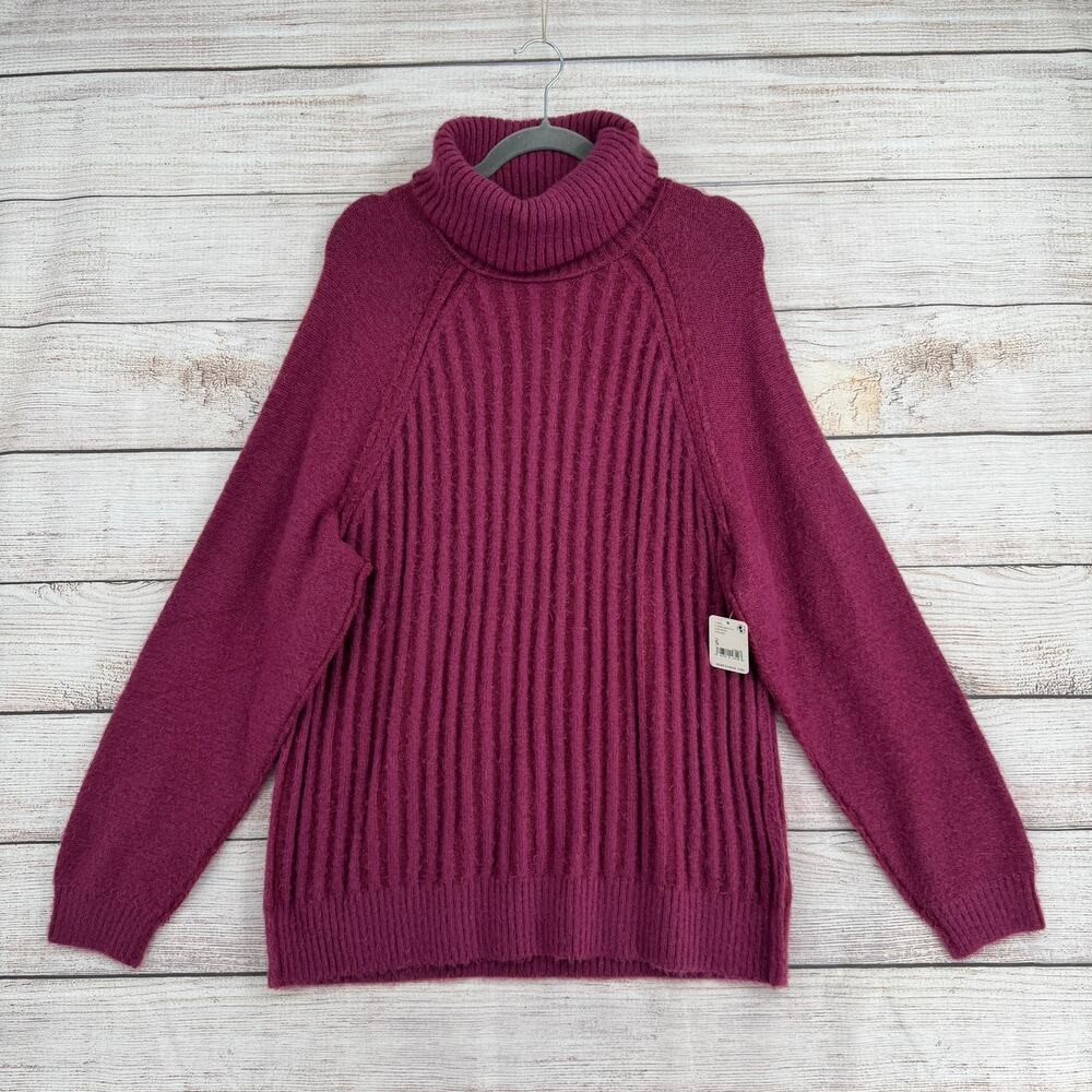 Free People Big‎ City Turtleneck Sweater Womens S Mulberry Garnet Lavender NEW